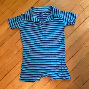 Kickee Pants blue short-sleeve polo romper - 6-12m